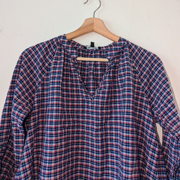 Madewell Tie Sleeve Popover Top Whitby Plaid - Picture 3 of 8